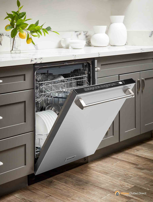 Thor Kitchen 5-Piece Appliance Package - 30-Inch Electric Range, French Door Refrigerator, Dishwasher, Microwave Drawer, & Wine Cooler in Stainless Steel