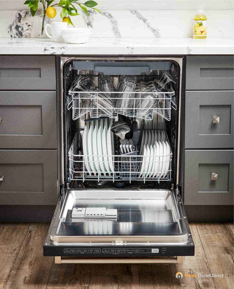 Thor Kitchen 5-Piece Appliance Package - 30-Inch Electric Range, French Door Refrigerator, Under Cabinet Hood, Dishwasher, & Wine Cooler in Stainless Steel