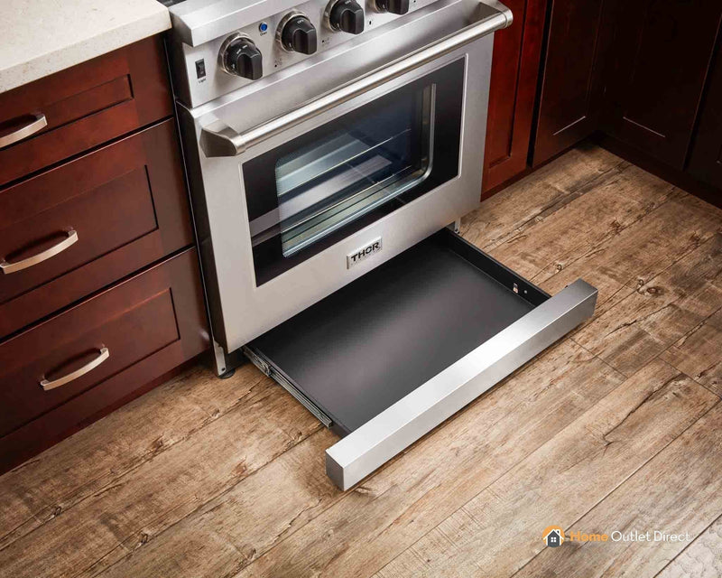Thor Kitchen 5-Piece Appliance Package - 30-Inch Gas Range, Refrigerator, Under Cabinet Hood, Dishwasher, and Wine Cooler in Stainless Steel