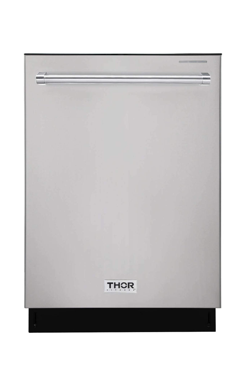Thor Kitchen 5-Piece Pro Appliance Package - 36-Inch Gas Cooktop, Electric Wall Oven, Wall Mount Hood, Dishwasher & Refrigerator with Water Dispenser in Stainless Steel
