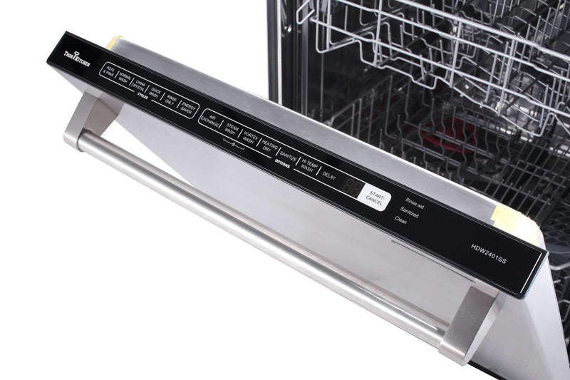 Thor Kitchen 5-Piece Pro Appliance Package - 48-Inch Gas Range, Refrigerator, Dishwasher, Under Cabinet 16.5-Inch Tall Hood & Wine Cooler in Stainless Steel