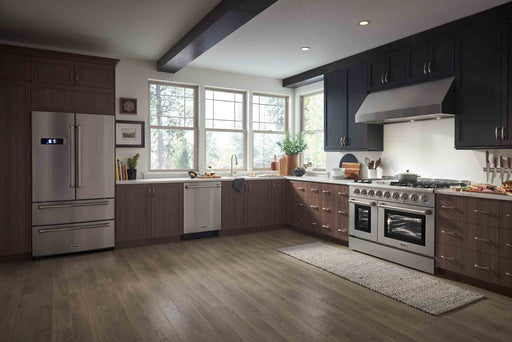 Thor Kitchen 5-Piece Pro Appliance Package - 48-Inch Gas Range, French Door Refrigerator, Dishwasher, Under Cabinet 11-Inch Tall Hood & Wine Cooler in Stainless Steel