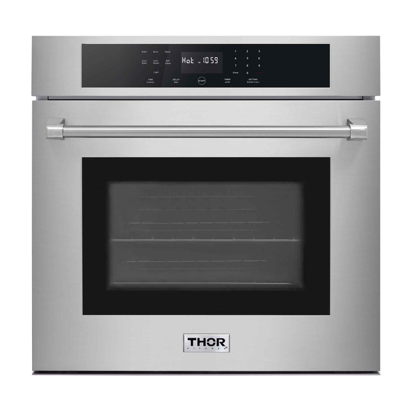 Thor Kitchen 6-Piece Pro Appliance Package - 36-Inch Rangetop, Electric Wall Oven, Under Cabinet Hood, Refrigerator with Water Dispenser, Dishwasher, & Microwave in Stainless Steel
