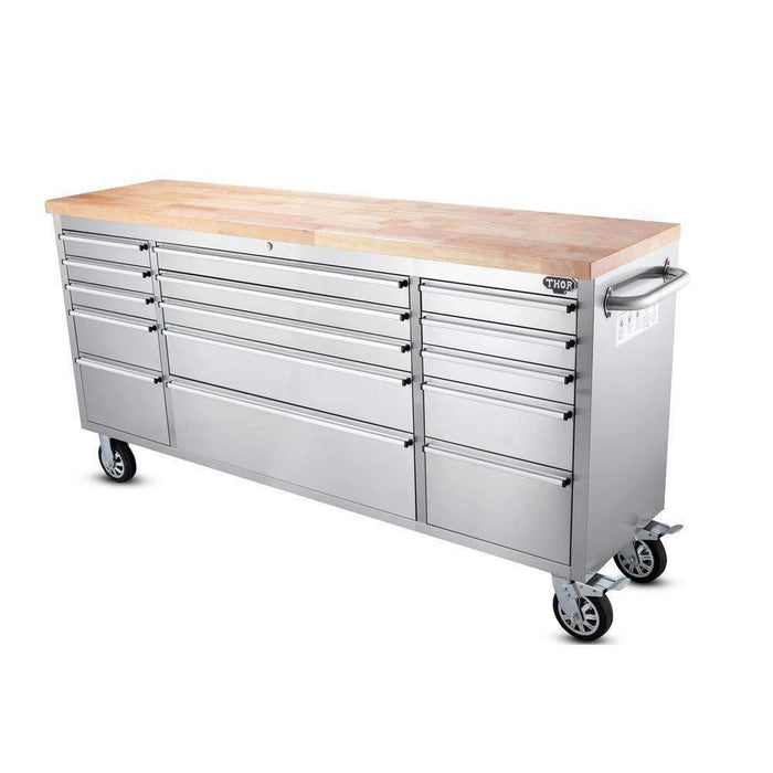 Thor Kitchen 72-Inch 15-Drawer Workbench, Stainless Steel HTC7215M