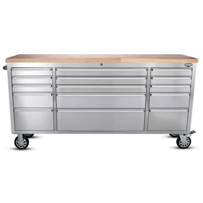 Thor Kitchen 72-Inch 15-Drawer Workbench, Stainless Steel HTC7215M