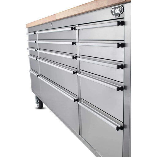 Thor Kitchen 72-Inch 15-Drawer Workbench, Stainless Steel HTC7215M