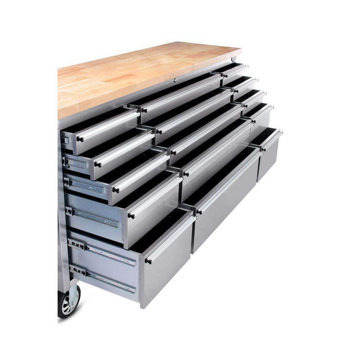 Thor Kitchen 72-Inch 15-Drawer Workbench, Stainless Steel HTC7215M