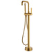 Vinnova Delara Freestanding Chrome Tub Faucet with Hand Shower Brushed Gold Finish