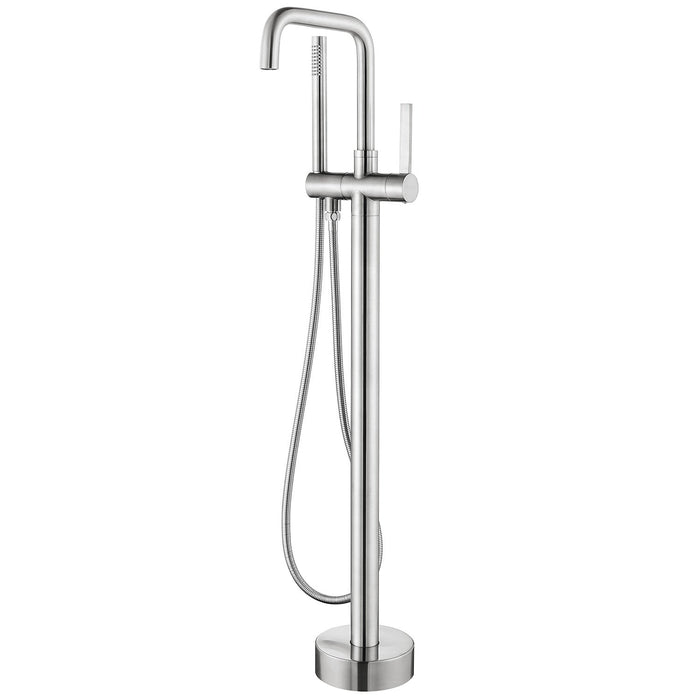 Vinnova Delara Freestanding Chrome Tub Faucet with Hand Shower Brushed Nickel Finish