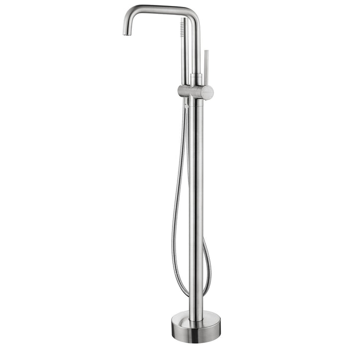 Vinnova Delara Freestanding Chrome Tub Faucet with Hand Shower Brushed Nickel Finish