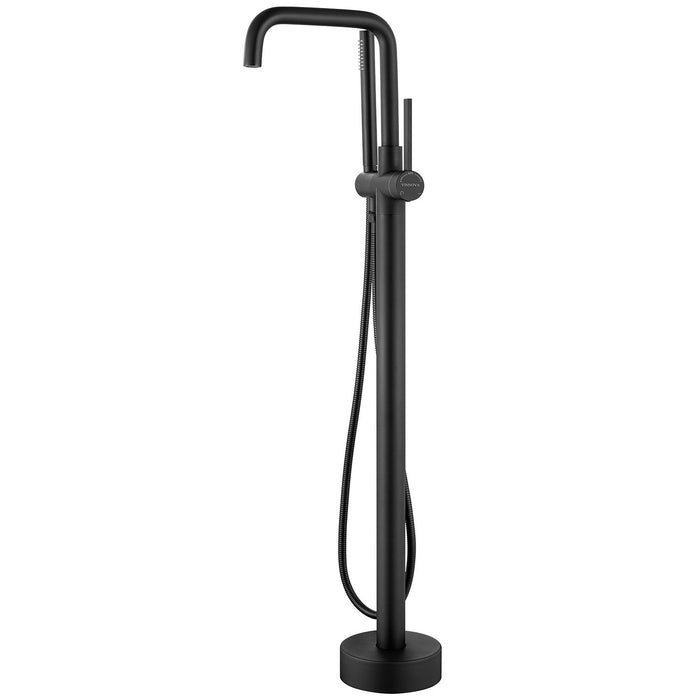 Vinnova Delara Freestanding Chrome Tub Faucet with Hand Shower Matte Black Finish