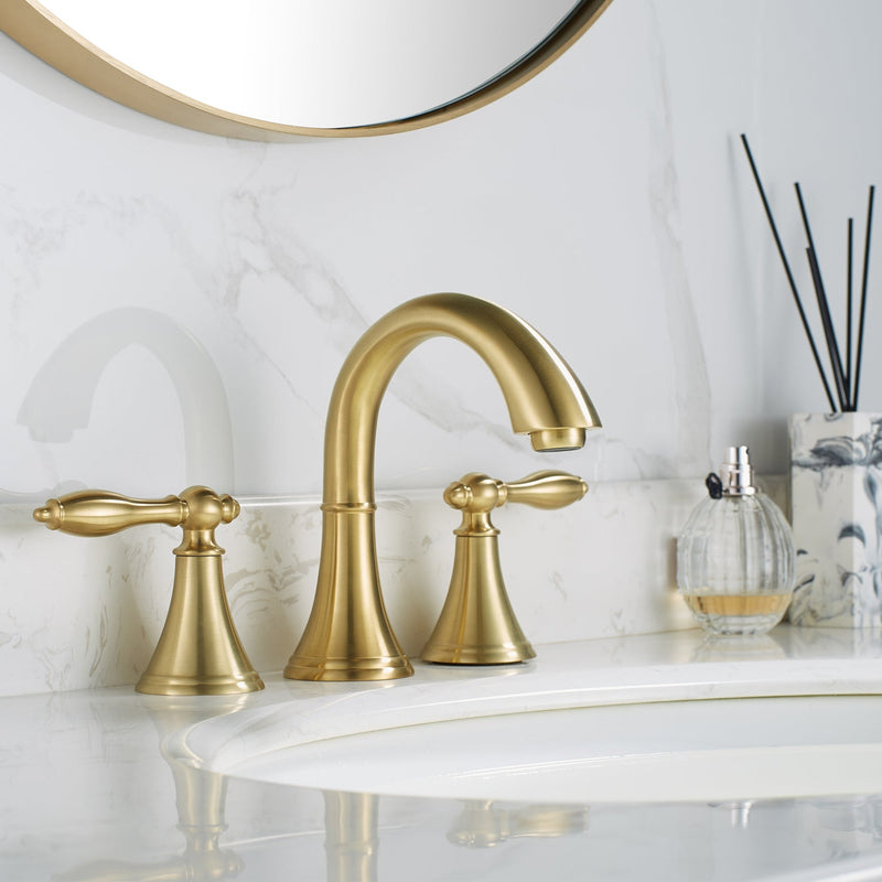 Vinnova Florence Two-Handle 8-Inch Widespread Bathroom Faucet Brushed Gold Finish