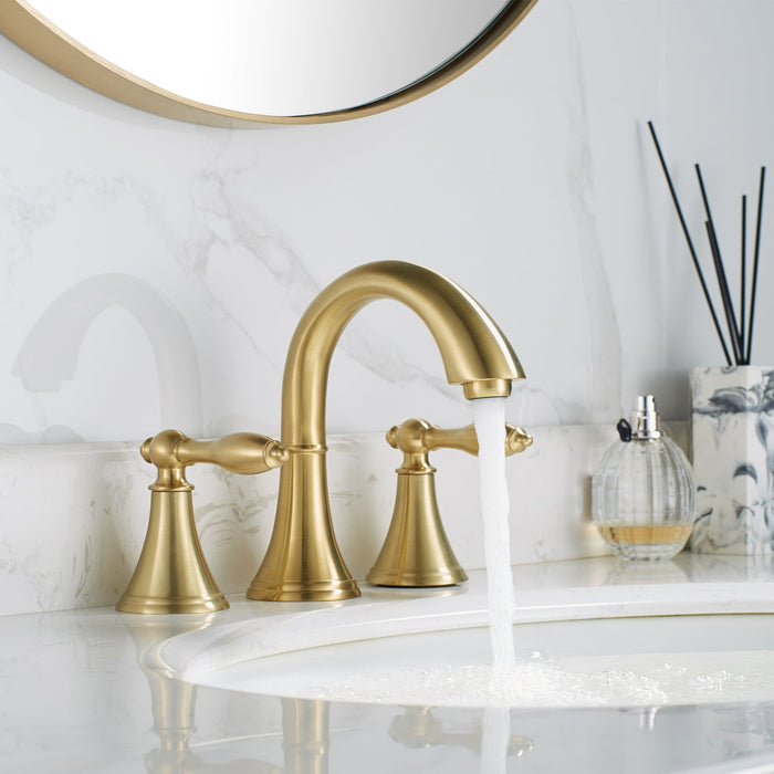 Vinnova Florence Two-Handle 8-Inch Widespread Bathroom Faucet Brushed Gold Finish