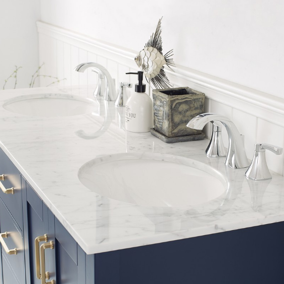 Vinnova Gela 60" Double Vanity with Carrara White Marble Countertop - without Mirror