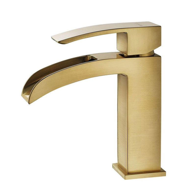 Vinnova Liberty Single-Handle Basin Bathroom Faucet Brushed Gold Finish Side View