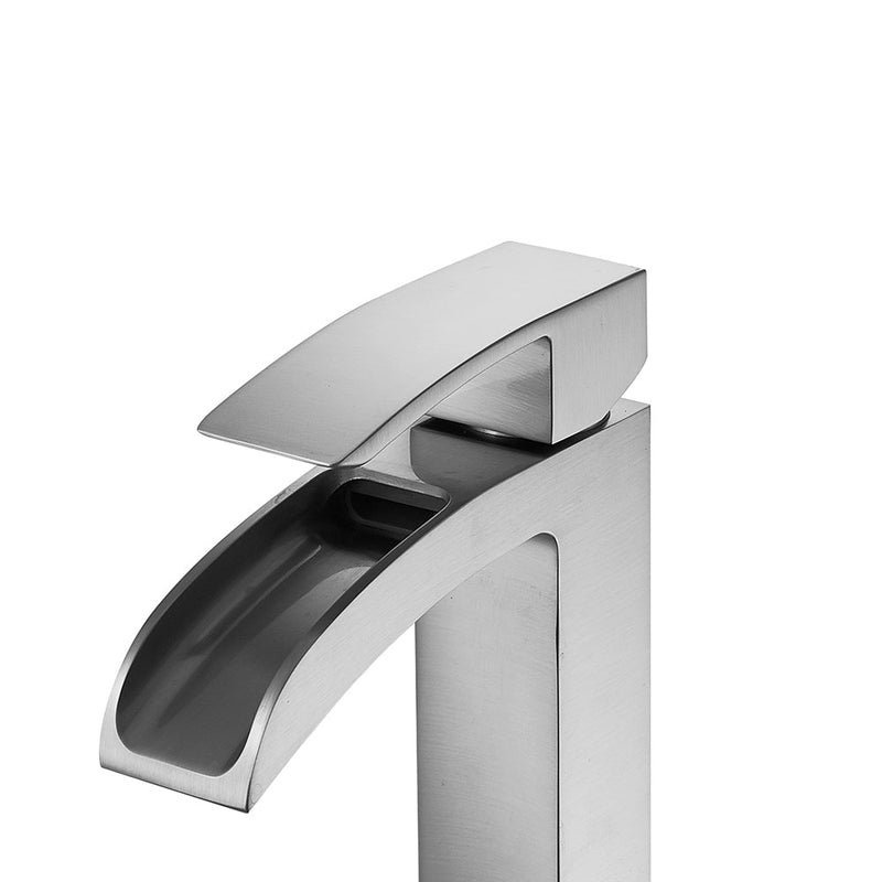 Vinnova Liberty Single-Handle Basin Bathroom Faucet Satin Nickel Finish Top View