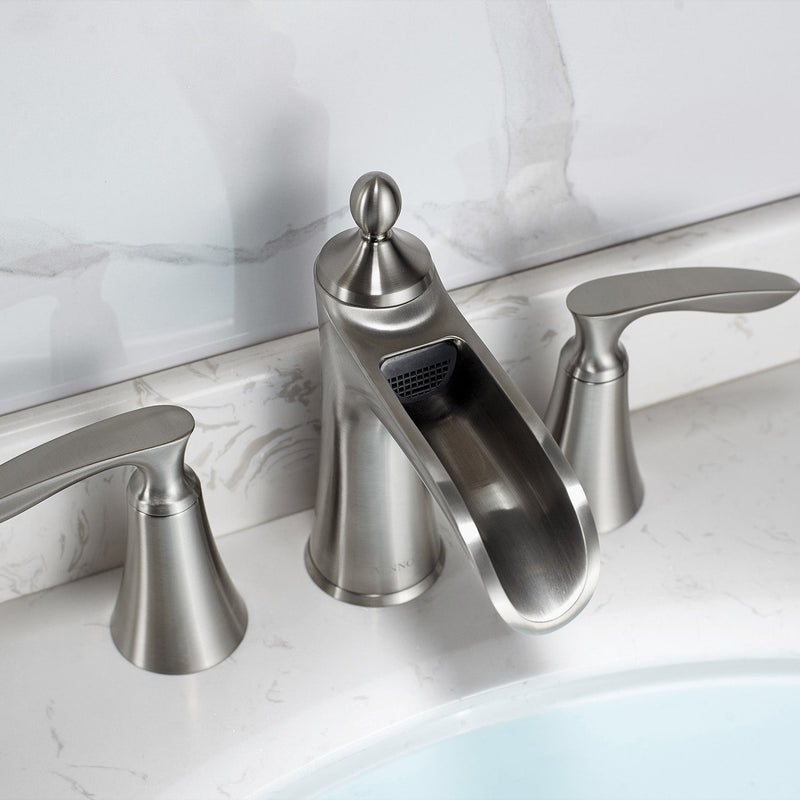 Vinnova Ukiah Two Handle 8 Inch Widespread Bathroom Faucet Brushed Nickel Finish Top View