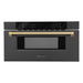 ZLINE Autograph Edition 30" 1.2 cu. ft. Built-in Microwave Drawer in Black Stainless Steel with Accents MWDZ-30-BS