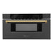 ZLINE Autograph Edition 30" 1.2 cu. ft. Built-in Microwave Drawer in Black Stainless Steel with Accents MWDZ-30-BS
