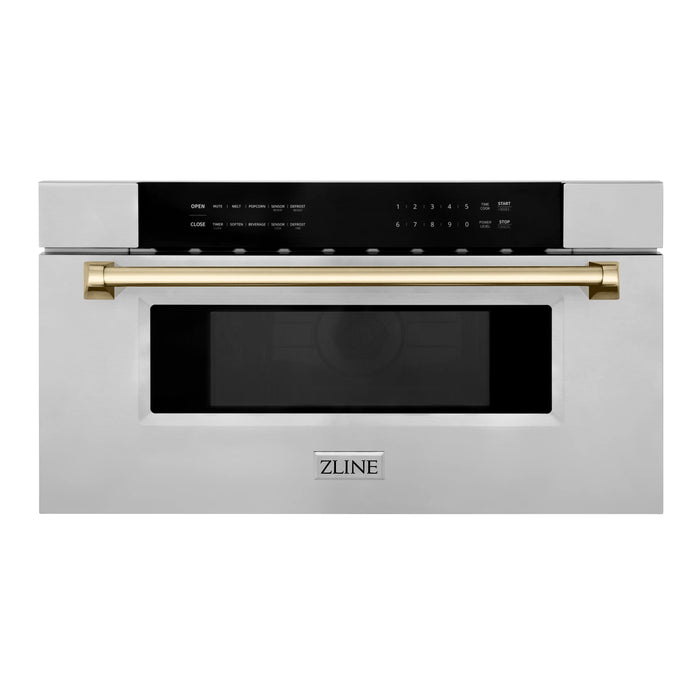 ZLINE Autograph Edition 30" 1.2 cu. ft. Built-In Microwave Drawer in Stainless Steel with Accents (MWDZ-30)