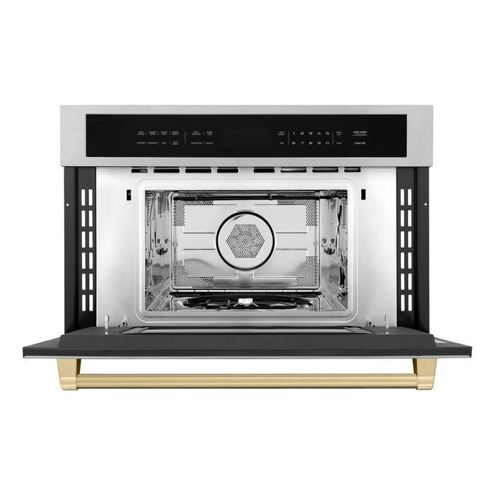ZLINE Autograph Edition 30” 1.6 cu ft. Built-in Convection Microwave Oven in Stainless Steel with Accents MWOZ-30