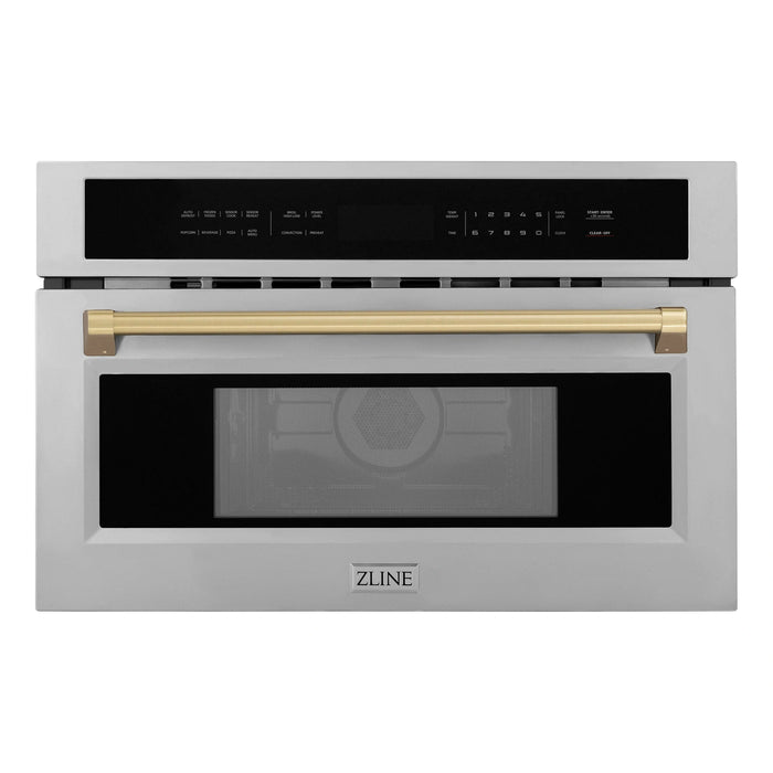 ZLINE Autograph Edition 30” 1.6 cu ft. Built-in Convection Microwave Oven in Stainless Steel with Accents MWOZ-30