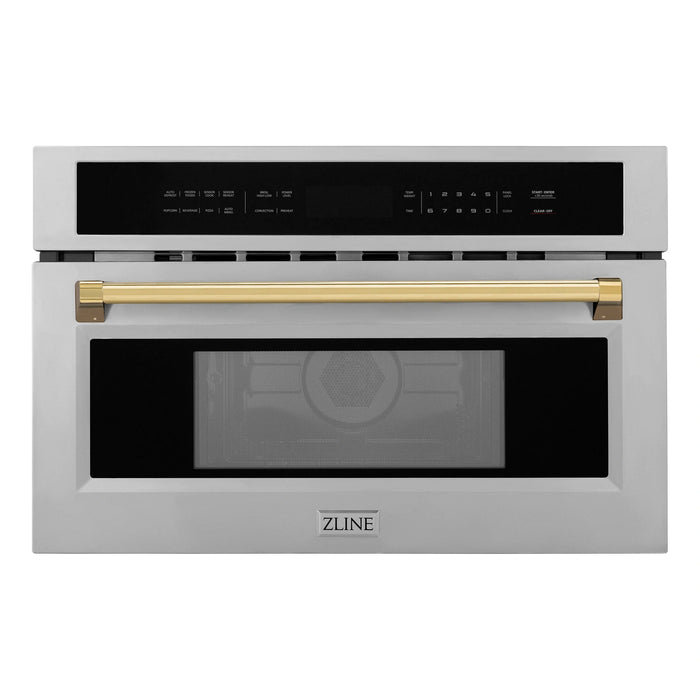 ZLINE Autograph Edition 30” 1.6 cu ft. Built-in Convection Microwave Oven in Stainless Steel with Accents MWOZ-30