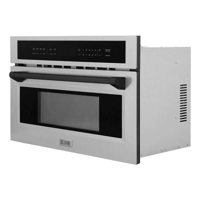 ZLINE Autograph Edition 30” 1.6 cu ft. Built-in Convection Microwave Oven in Stainless Steel with Accents MWOZ-30