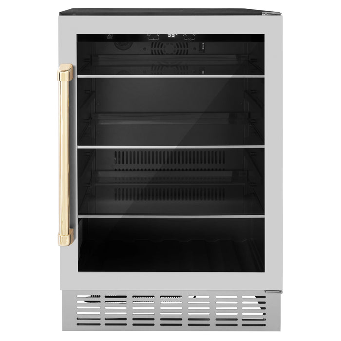 ZLINE 24 in. Monument Autograph Edition 154 Can Beverage Fridge in Stainless Steel with Accents (RBVZ-US-24)