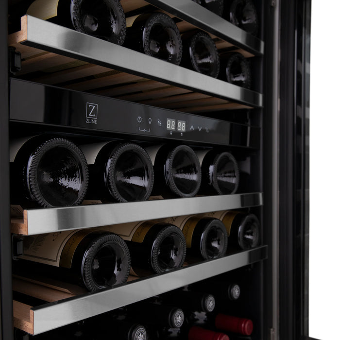 ZLINE 24 in. Monument Autograph Edition Dual Zone 44-Bottle Wine Cooler in Stainless Steel with Accents (RWVZ-UD-24)