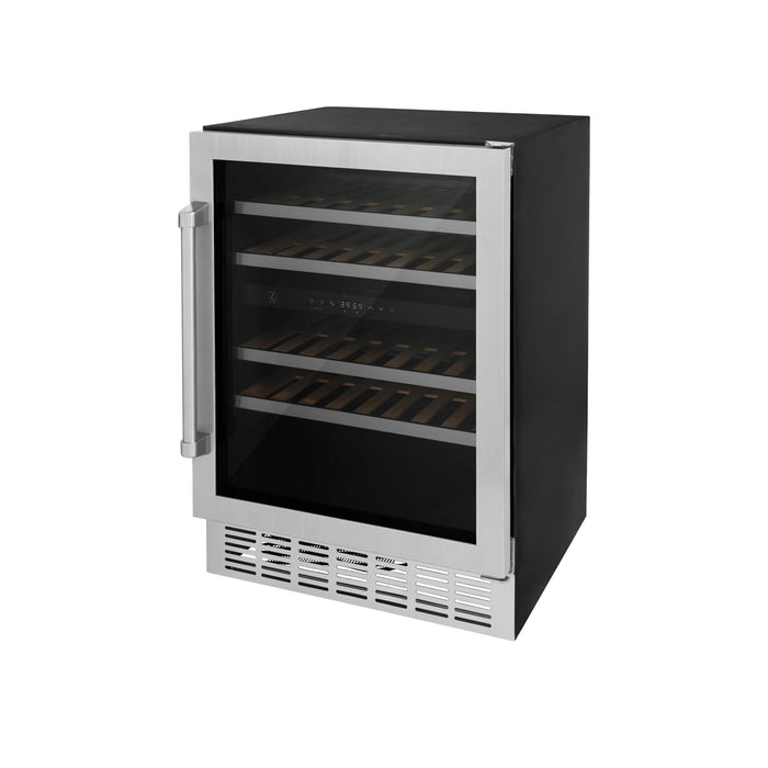 ZLINE 24 in. Monument Autograph Edition Dual Zone 44-Bottle Wine Cooler in Stainless Steel with Accents (RWVZ-UD-24)