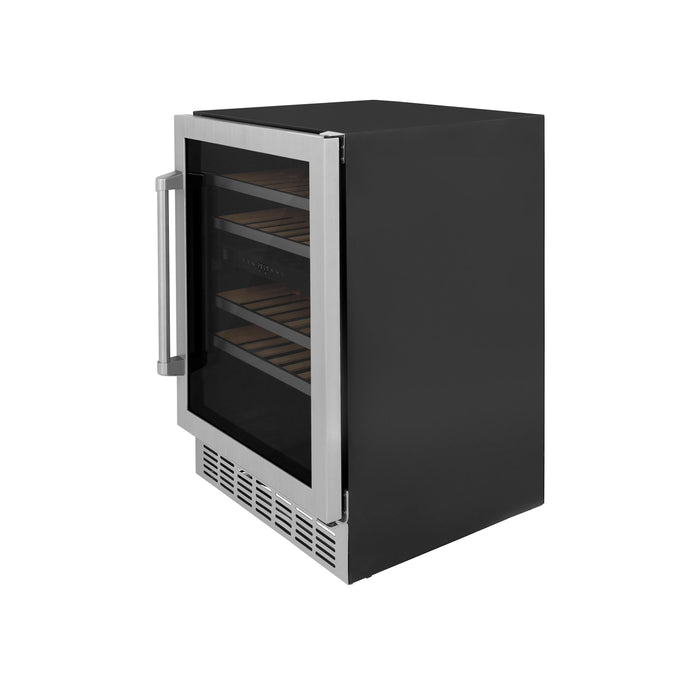 ZLINE 24 in. Monument Autograph Edition Dual Zone 44-Bottle Wine Cooler in Stainless Steel with Accents (RWVZ-UD-24)