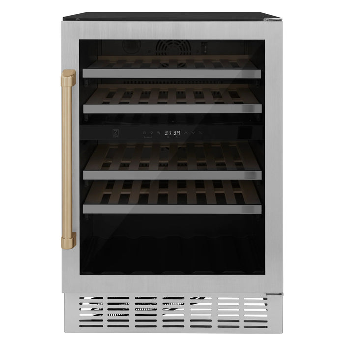 ZLINE 24 in. Monument Autograph Edition Dual Zone 44-Bottle Wine Cooler in Stainless Steel with Accents (RWVZ-UD-24)