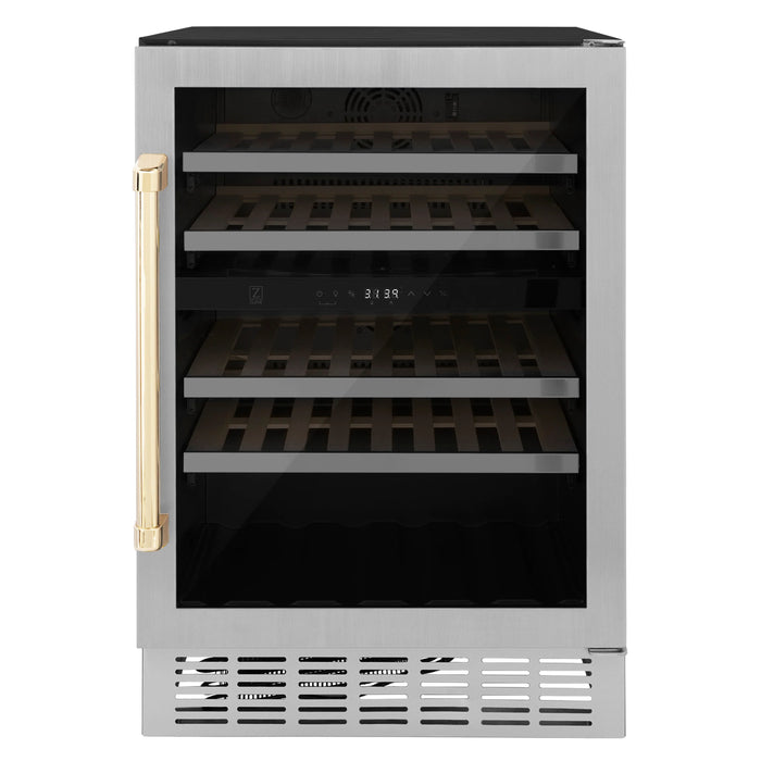 ZLINE 24 in. Monument Autograph Edition Dual Zone 44-Bottle Wine Cooler in Stainless Steel with Accents (RWVZ-UD-24)