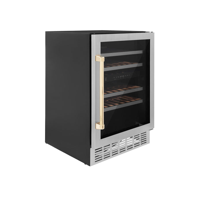 ZLINE 24 in. Monument Autograph Edition Dual Zone 44-Bottle Wine Cooler in Stainless Steel with Accents (RWVZ-UD-24)