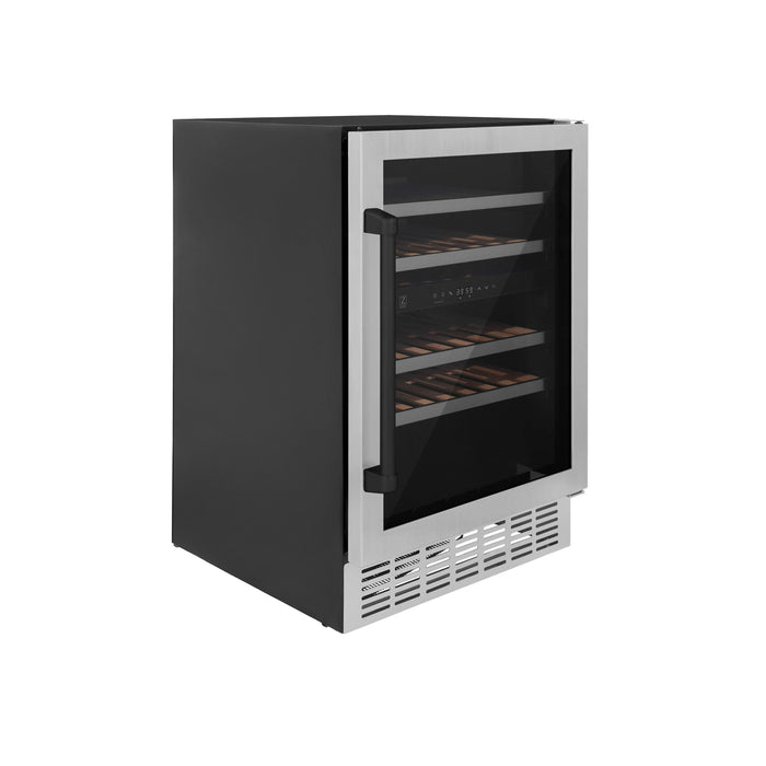 ZLINE 24 in. Monument Autograph Edition Dual Zone 44-Bottle Wine Cooler in Stainless Steel with Accents (RWVZ-UD-24)