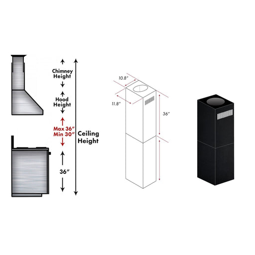 ZLINE 2-36 in. Chimney Extensions for 10 ft. to 12 ft. Ceilings - 2PCEXT-BSKE2iN