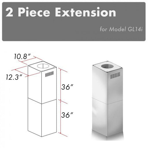 ZLINE 2-36 in. Chimney Extensions for 10 ft. to 12 ft. Ceilings - 2PCEXT-GL14i