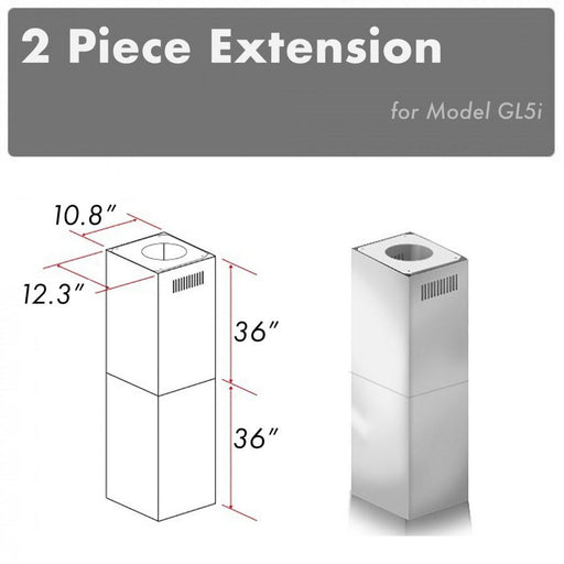 ZLINE 2-36 in. Chimney Extensions for 10 ft. to 12 ft. Ceilings - 2PCEXT-GL5i