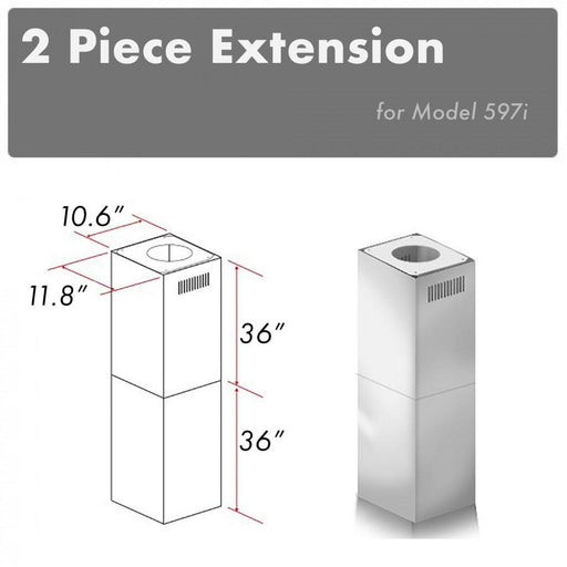 ZLINE 2-36 in. Chimney Extensions for 10 ft. to 12 ft. Ceilings - 2PCEXT-597i