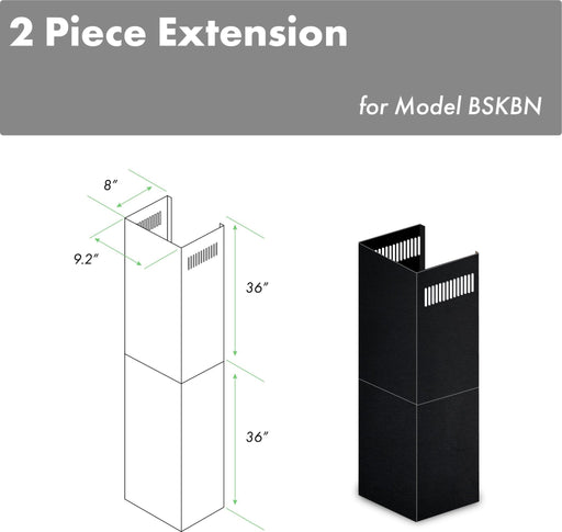 ZLINE 2-36 in. Chimney Extensions for 10 ft. to 12 ft. Ceilings in Black Stainless - 2PCEXT-BSKBN