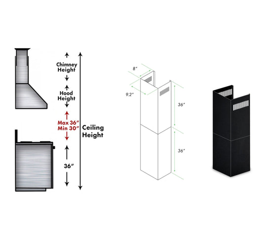 ZLINE 2-36 in. Chimney Extensions for 10 ft. to 12 ft. Ceilings in Black Stainless - 2PCEXT-BSKBN