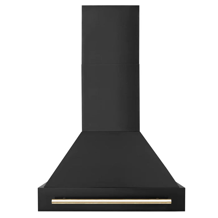 ZLINE 30 in. Autograph Edition in Black Stainless Steel Range Hood with Gold Handle, BS655Z-30