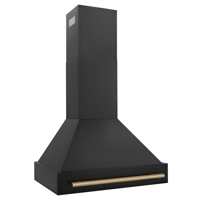 ZLINE 30 in. Autograph Edition in Black Stainless Steel Range Hood with Gold Handle, BS655Z-30