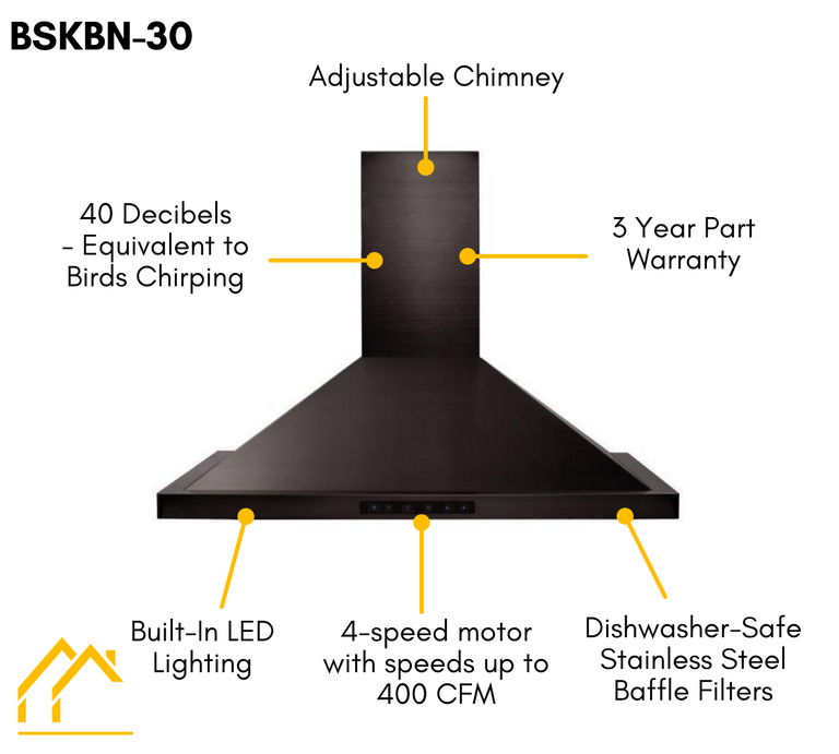 ZLINE 30 in. Dual Fuel Range in Black Stainless Steel & 30 in. Range Hood Package Package, 2KP-RABRH30