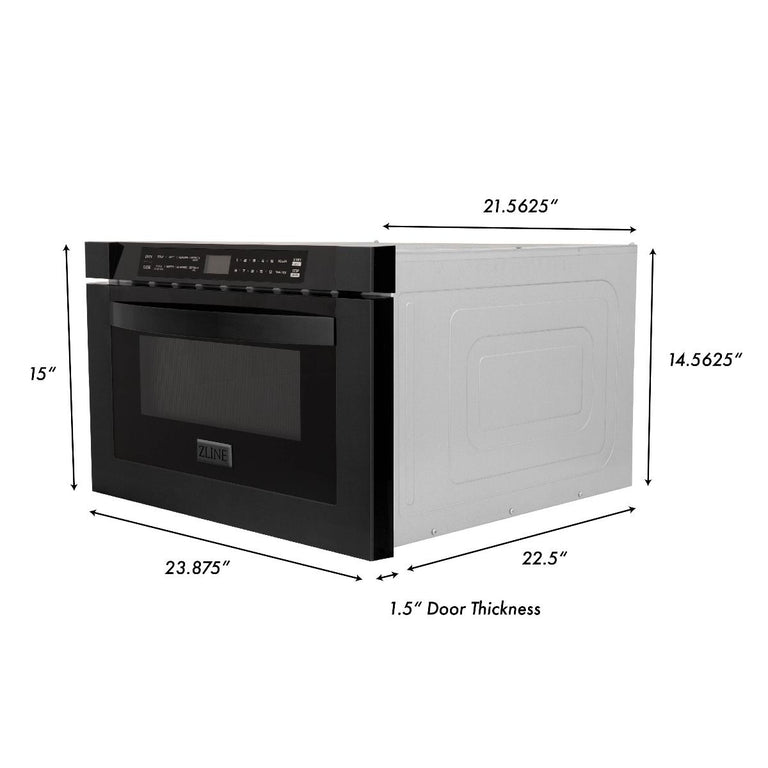 ZLINE Appliance Package - 30 in. Black Stainless Steel Gas Range, Range Hood, Microwave Drawer and Dishwasher  4KP-RGBRH30-MWDW