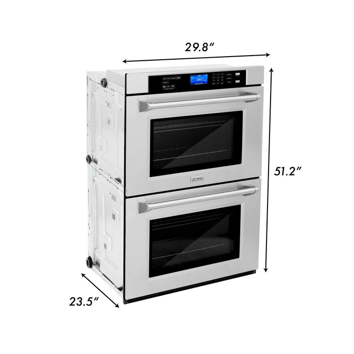 ZLINE 30" Professional Double Wall Oven with Self Clean and True Convection in Stainless Steel (AWD-30)