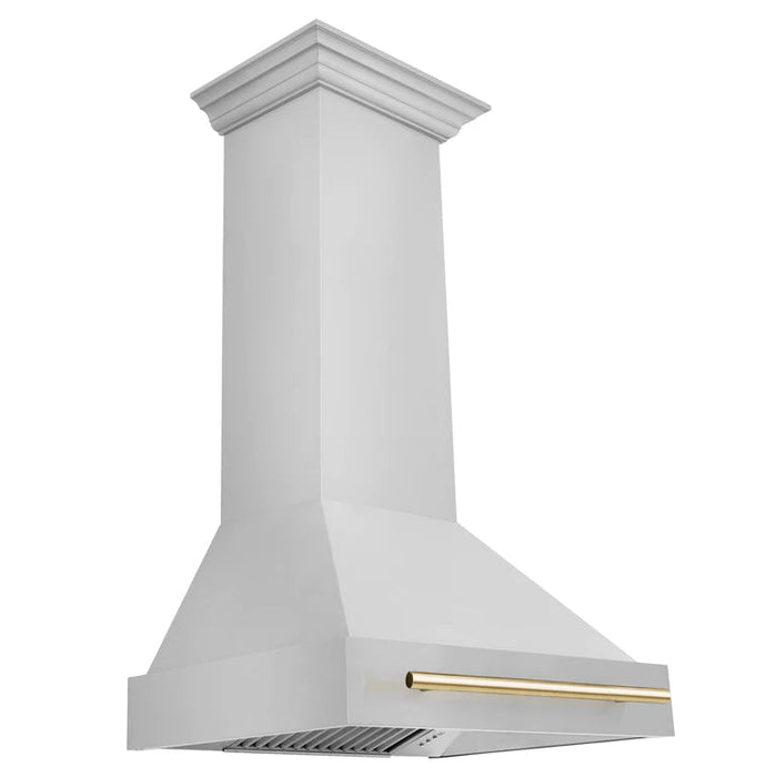 ZLINE 30 Inch Autograph Edition Range Hood with Stainless Steel Shell and Gold Handle - 8654STZ-30-G