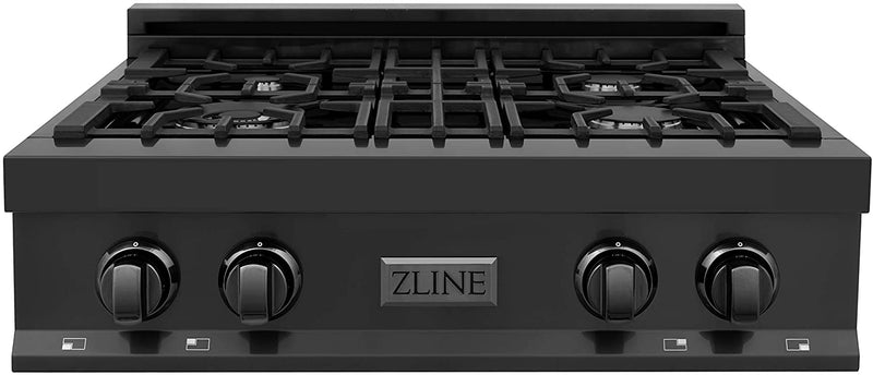ZLINE 30" Porcelain Rangetop in Black Stainless with 4 Gas Burners