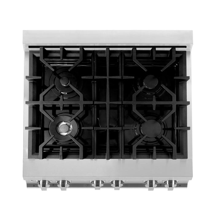 ZLINE 30" Professional Dual Fuel Range with Gas Stove and Electric Oven in Stainless Steel - RA30